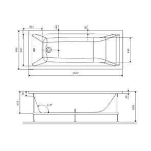 Каркас для ванны 150х70 см AM.PM Gem W93A-150-070W-R W93A-150-070W-R