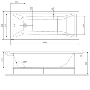 Каркас для ванны 160х70 см AM.PM Gem W93A-160-070W-R W93A-160-070W-R