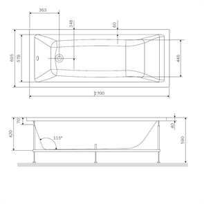 Каркас для ванны 170х70 см AM.PM Gem W93A-170-070W-R W93A-170-070W-R