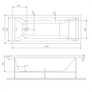 Каркас для ванны 170х75 см AM.PM Gem W93A-170-075W-R W93A-170-075W-R