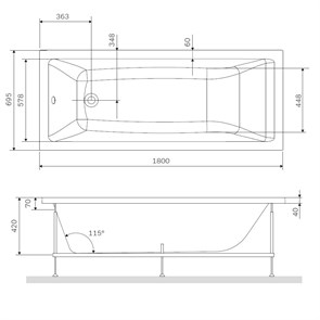 Каркас для ванны 180х70 см AM.PM Gem W93A-180-070W-R W93A-180-070W-R